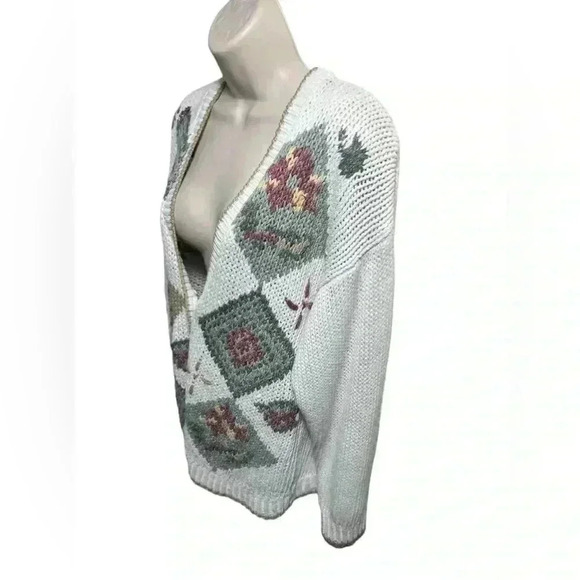 Vintage Hastin&SmithGranny Square Knit Cardigan Sweater size M Boho Cottagecore - Picture 2 of 10